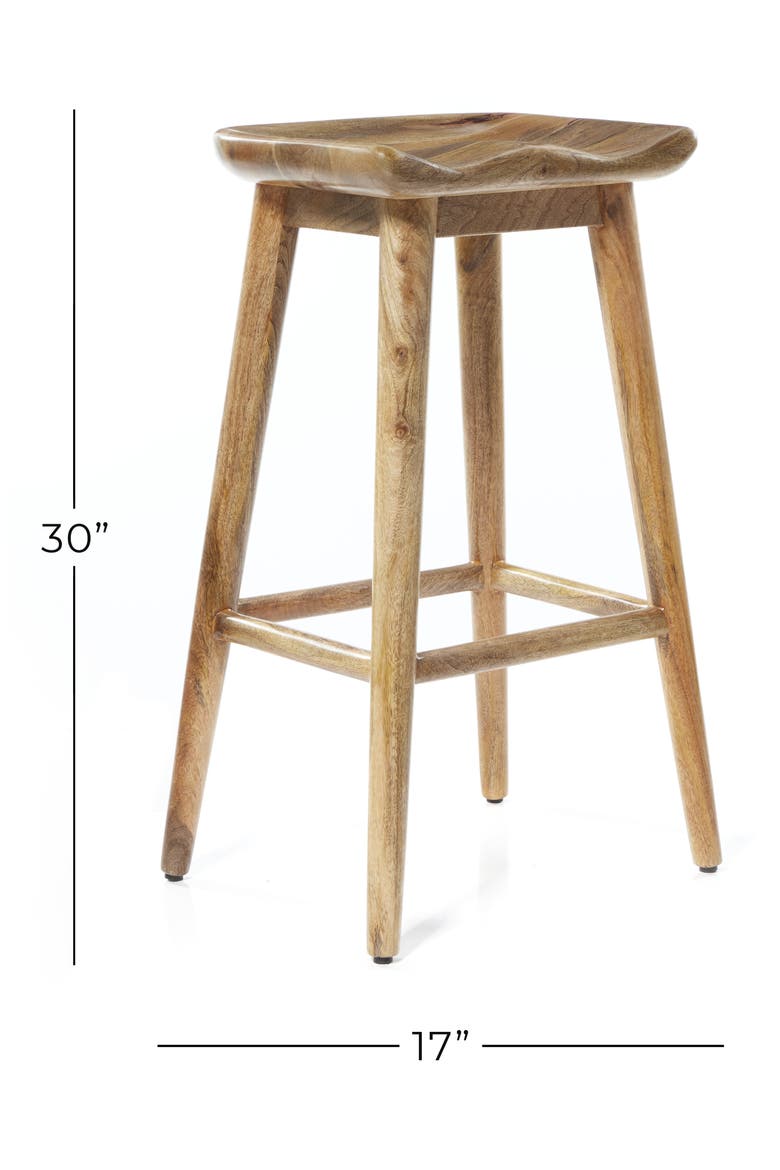 Brown Wood Bar Stool with Footrest, Alternate, color, BROWN