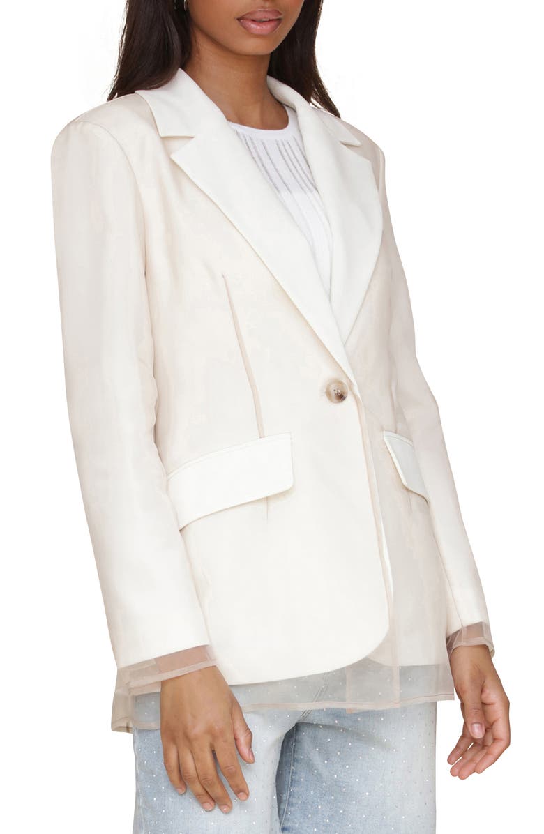 Avec Les Filles Sheer Overlay Blazer, Alternate, color, Off White Taupe