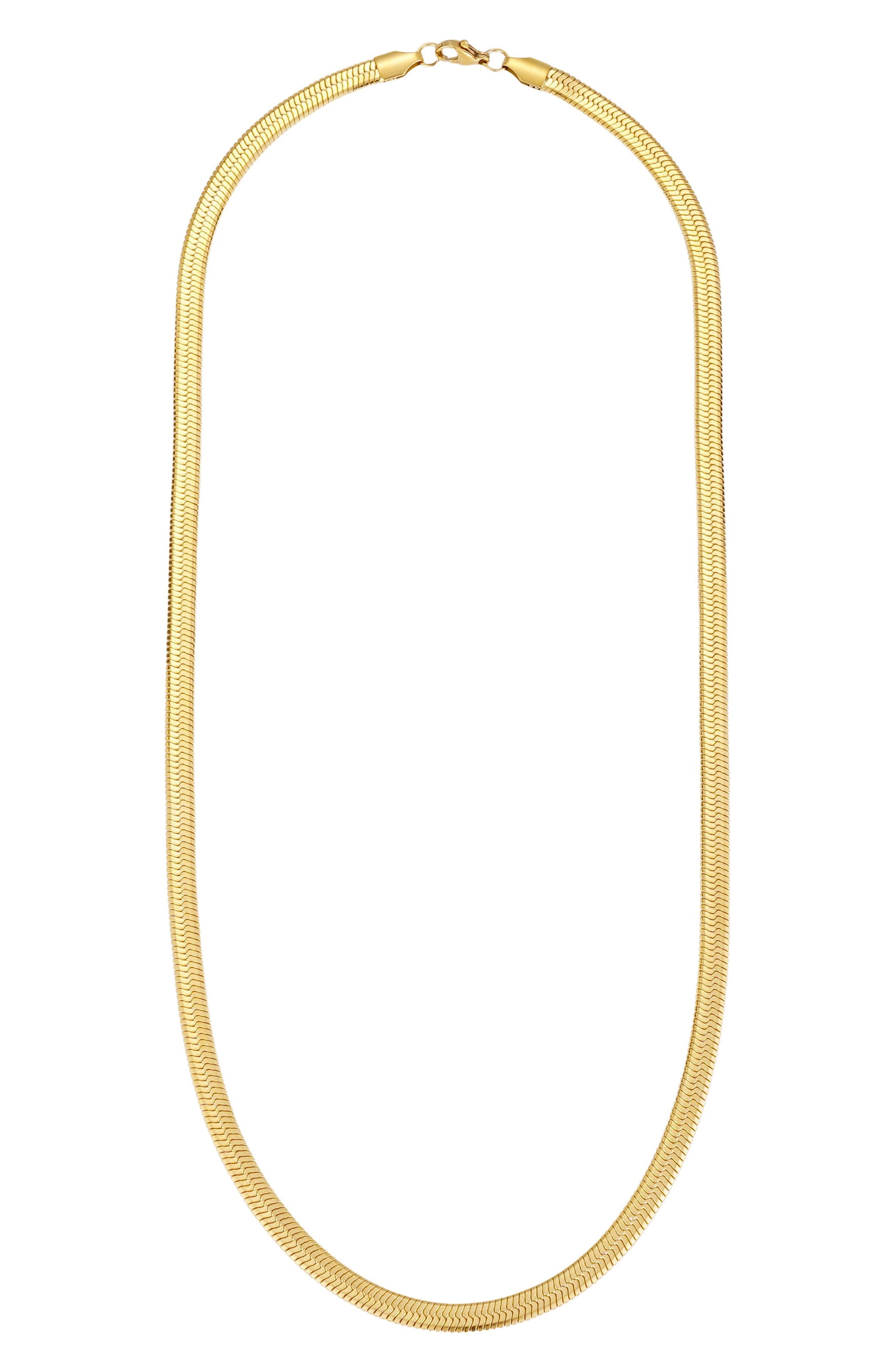 Men's 18k Gold Plated Herringbone Chain Necklace