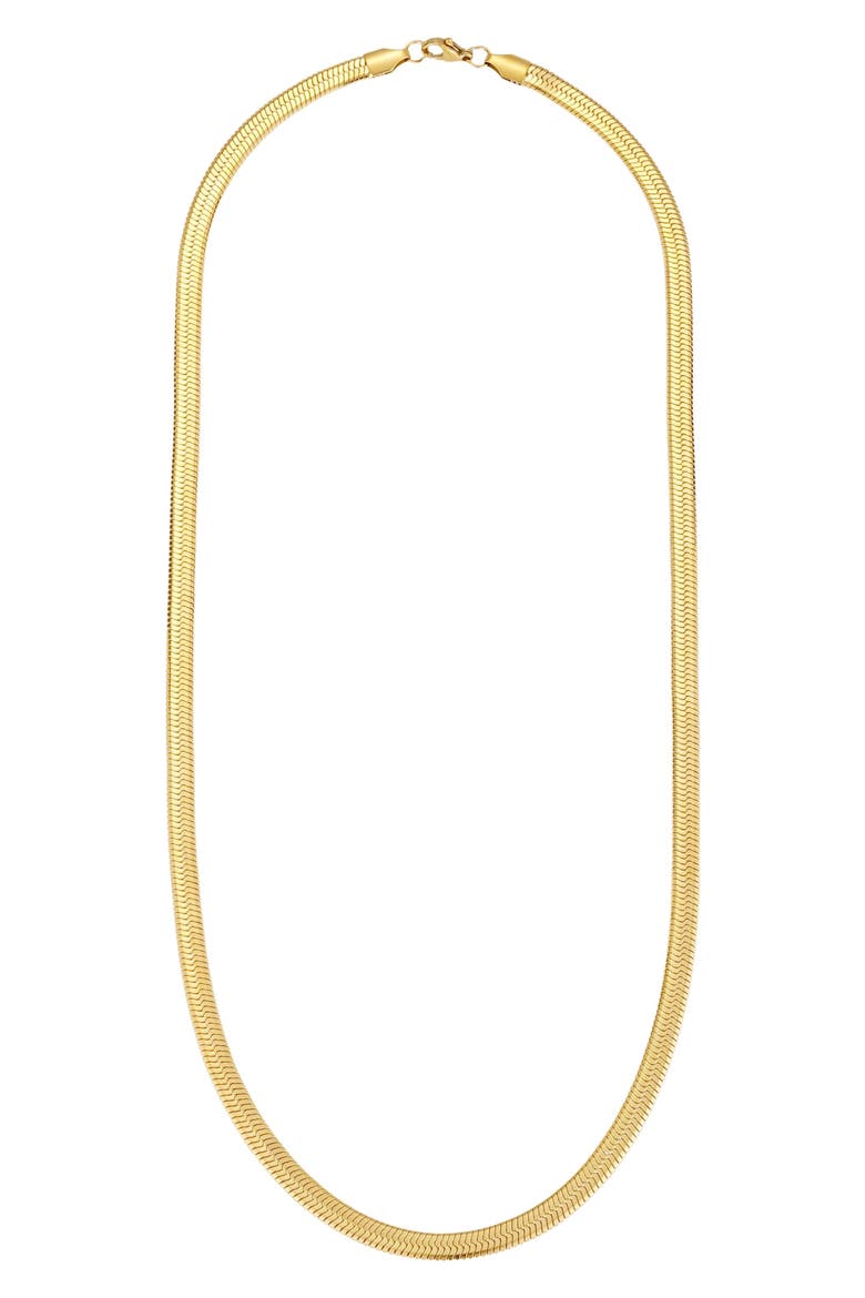 Men's 18k Gold Plated Herringbone Chain Necklace, Main, color, GOLD