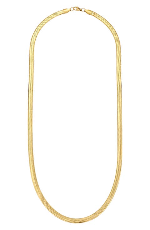 Men's 18k Gold Plated Herringbone Chain Necklace