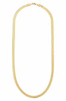 Men's 18k Gold Plated Herringbone Chain Necklace