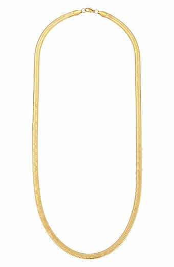 Men's 18k Gold Plated Herringbone Chain Necklace