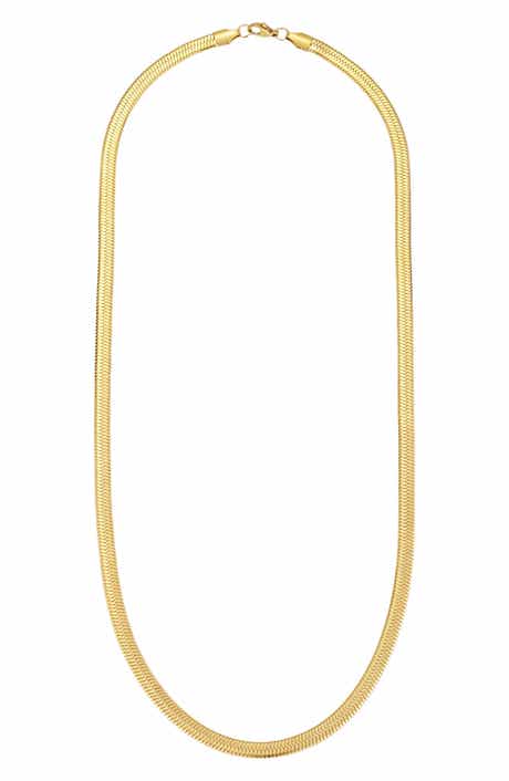 Men's 18k Gold Plated Herringbone Chain Necklace