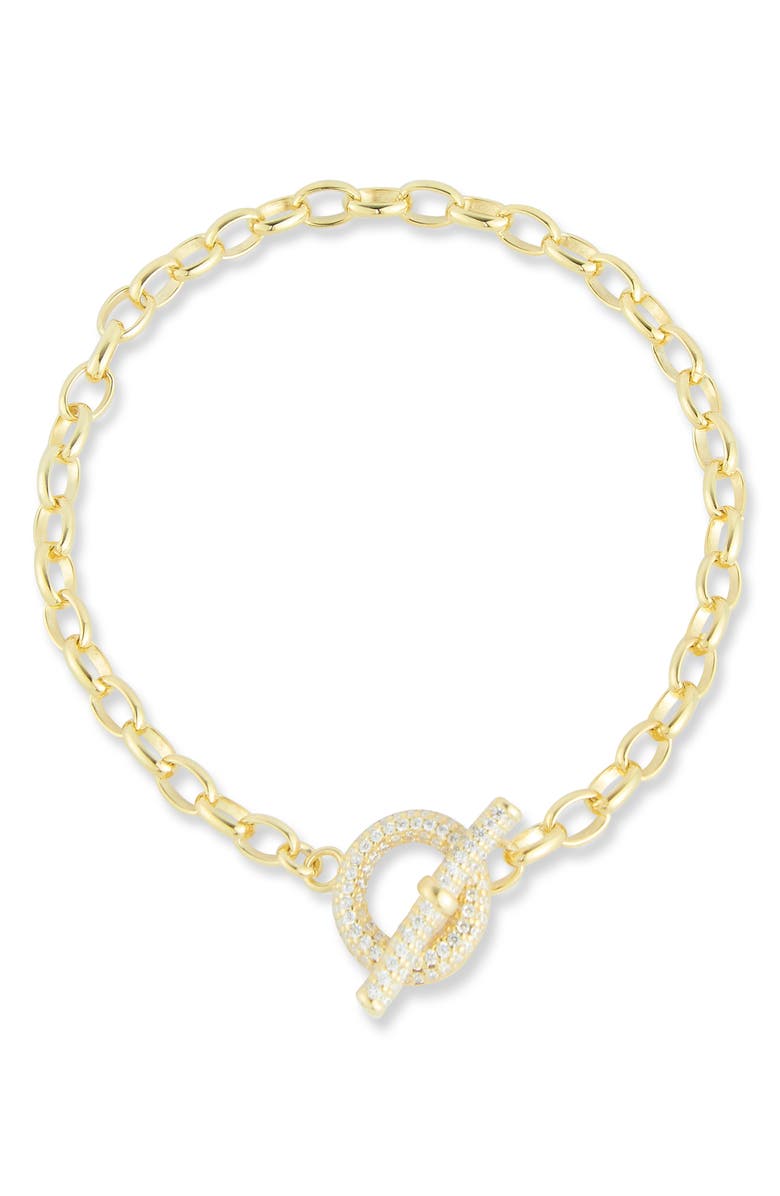 CHLOE AND MADISON Cubic Zirconia Toggle Bracelet, Main, color, Gold