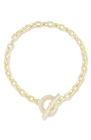 Chloe & Madison Chloe And Madison Cubic Zirconia Toggle Bracelet In Gold