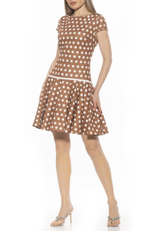 Alexia Admor Drop Waist Dress In Camel Polka