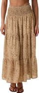 WISHLIST Floral Smocked Waist Tiered Midi Skirt