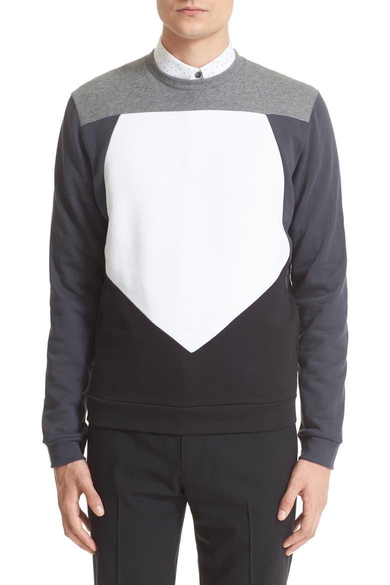 Pieced Pentagon Colorblock Sweatshirt, Main, color, GREY