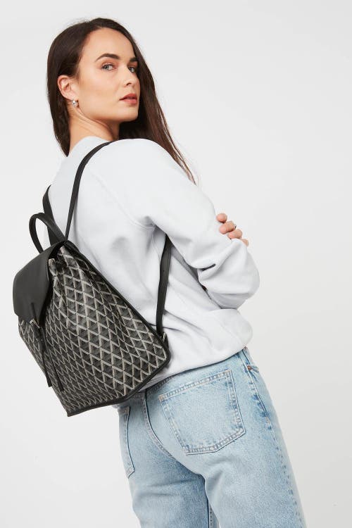 Lancaster Backpack With Flap And Snap Closure Ikon In Noir