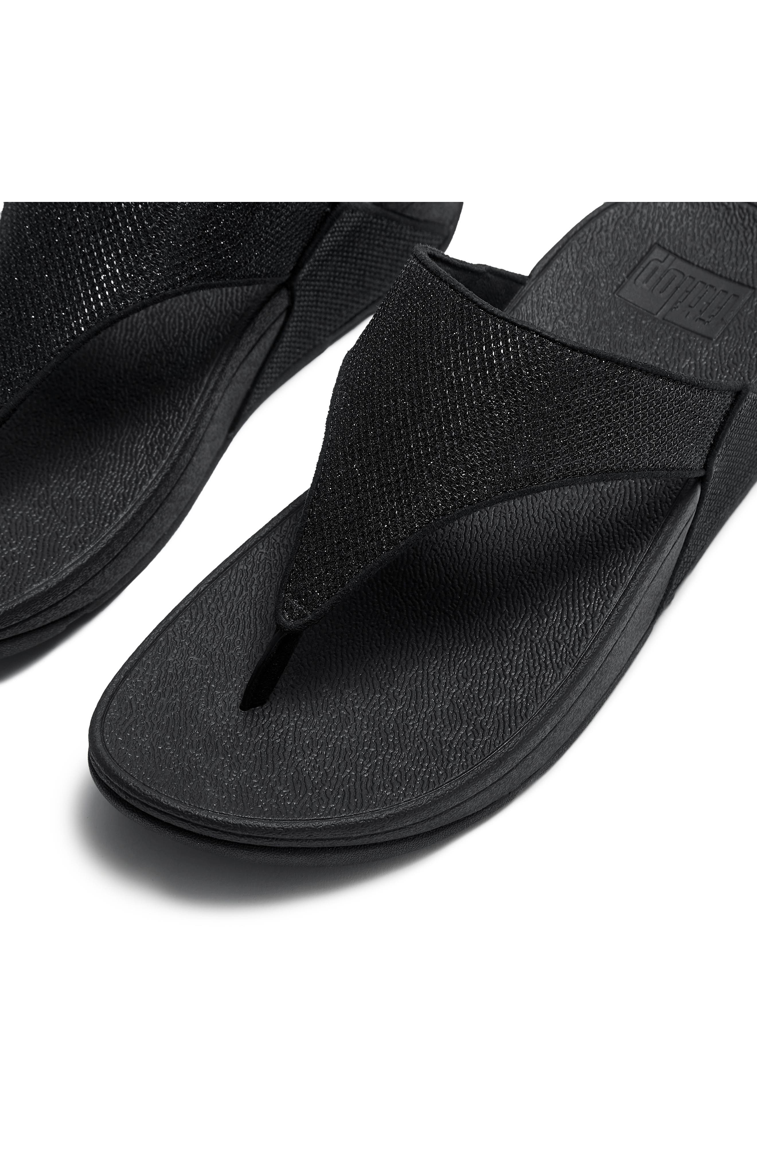 FitFlop Lulu Shimmerglitz Toe Post Sandal, Alternate, color, Black