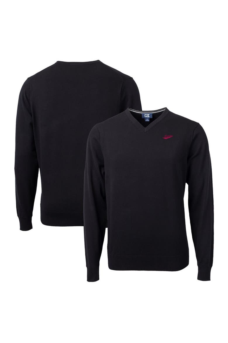 Men's Cutter & Buck Black New Mexico State Aggies Lakemont Tri-Blend Big & Tall V-Neck Pullover Sweater, Main, color, Black