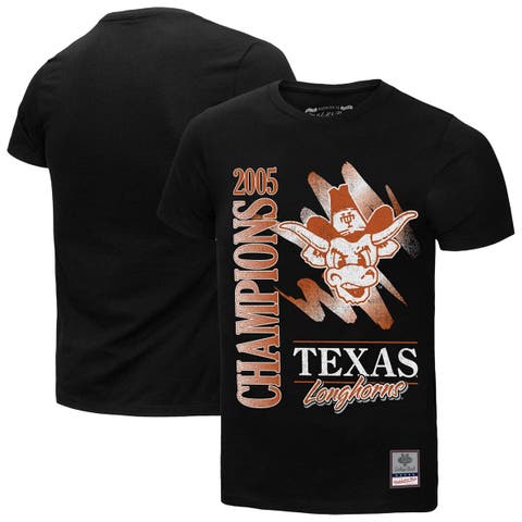 Men's Mitchell & Ness  Black Texas Longhorns Retro Brush Mineral Wash T-Shirt