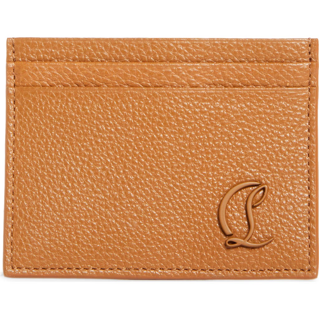 Christian Louboutin Mooncrest Grained Leather Card Case In Brown
