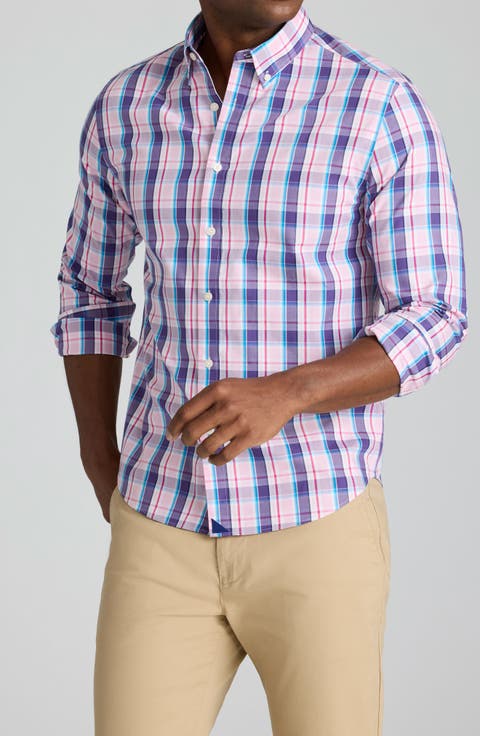 Maitland Regular Fit Plaid Wrinkle Free Cotton Button-Down Shirt