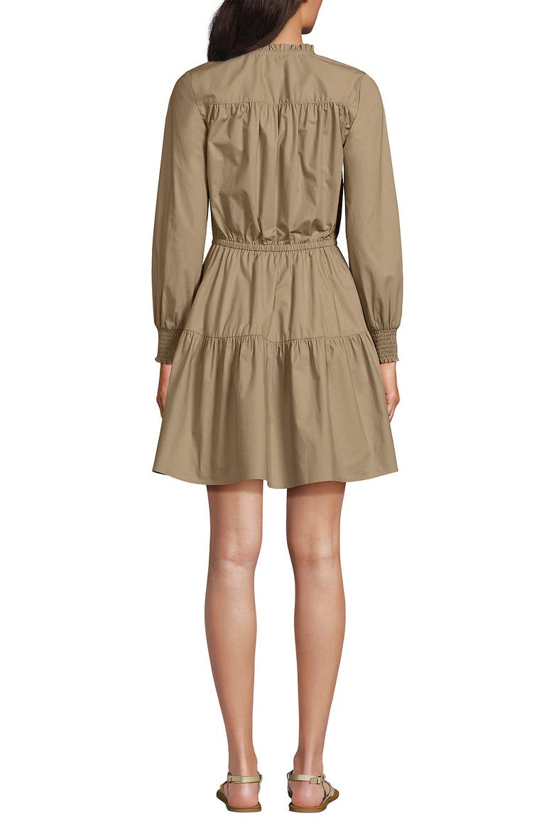 Long Sleeve Cotton Poplin Mini Popover Dress, Alternate, color, Desert Tan