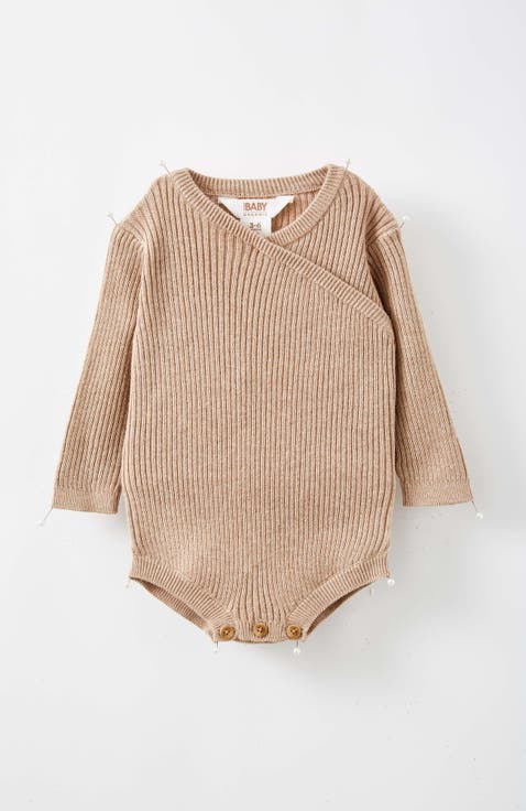 Organic Rib Knit Cross Over Tie Bubbysuit