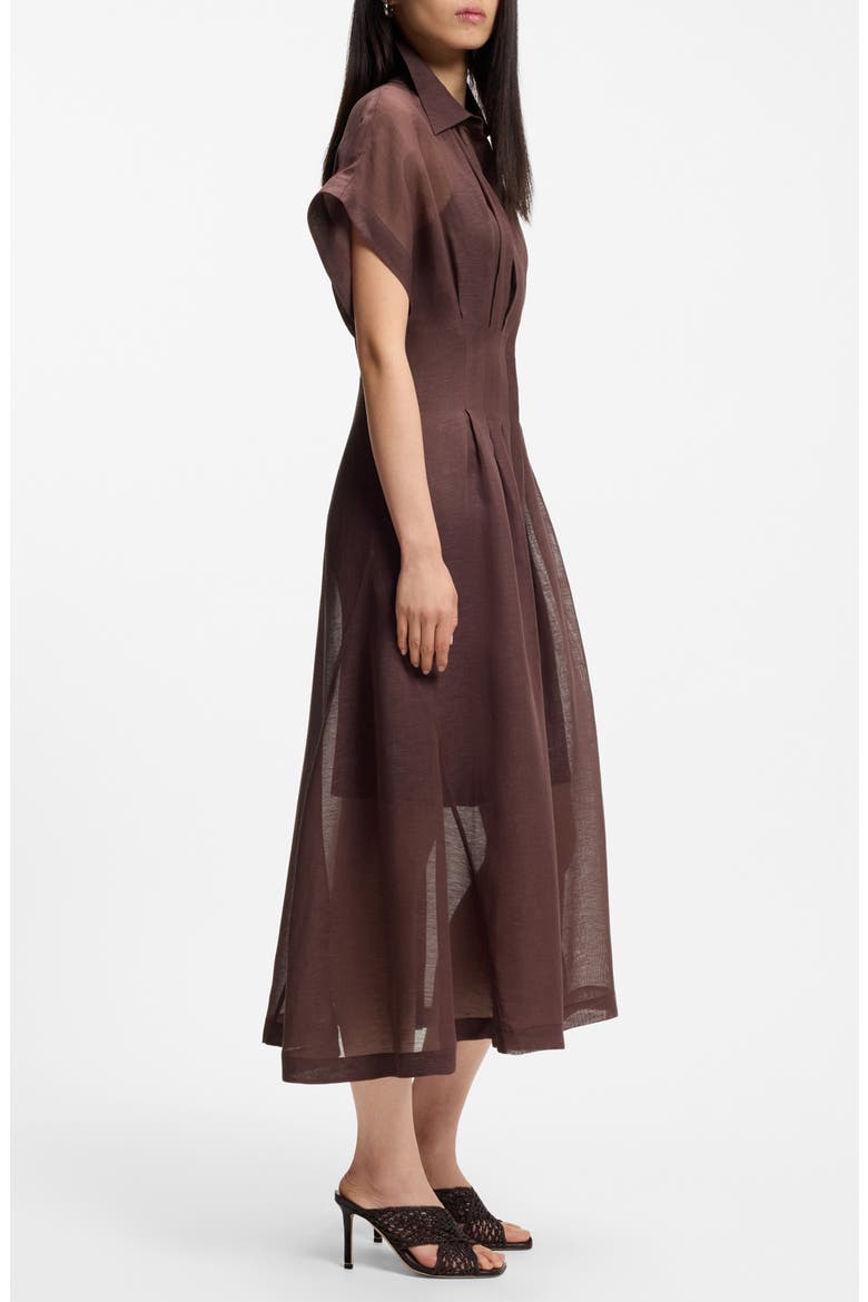 Davinata Sheer Pleat Shirtdress, Alternate, color, MOCHA