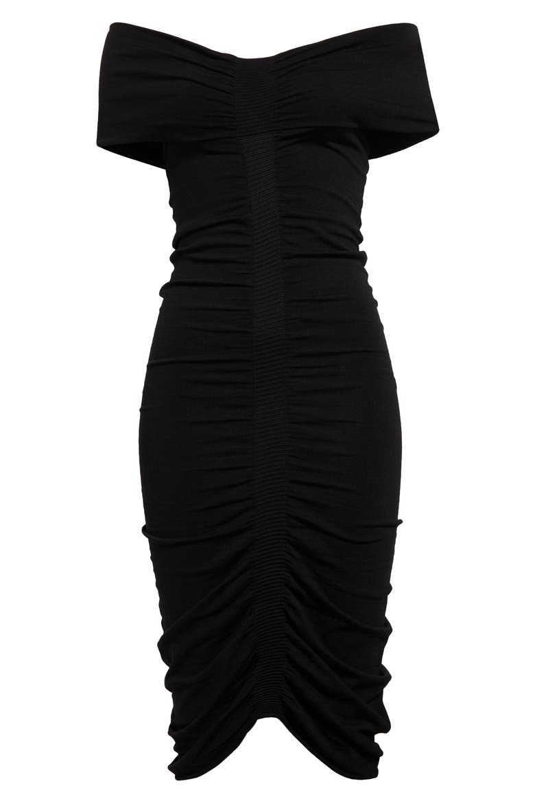 Ruched Off the Shoulder Minidress, Alternate, color, BLACK