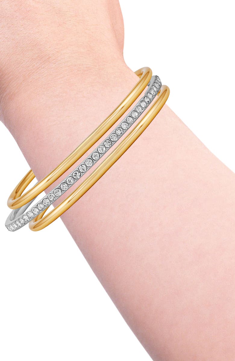 Vince Camuto Pavé Crystal Bangle Bracelet Set, Alternate, color, Two Tone