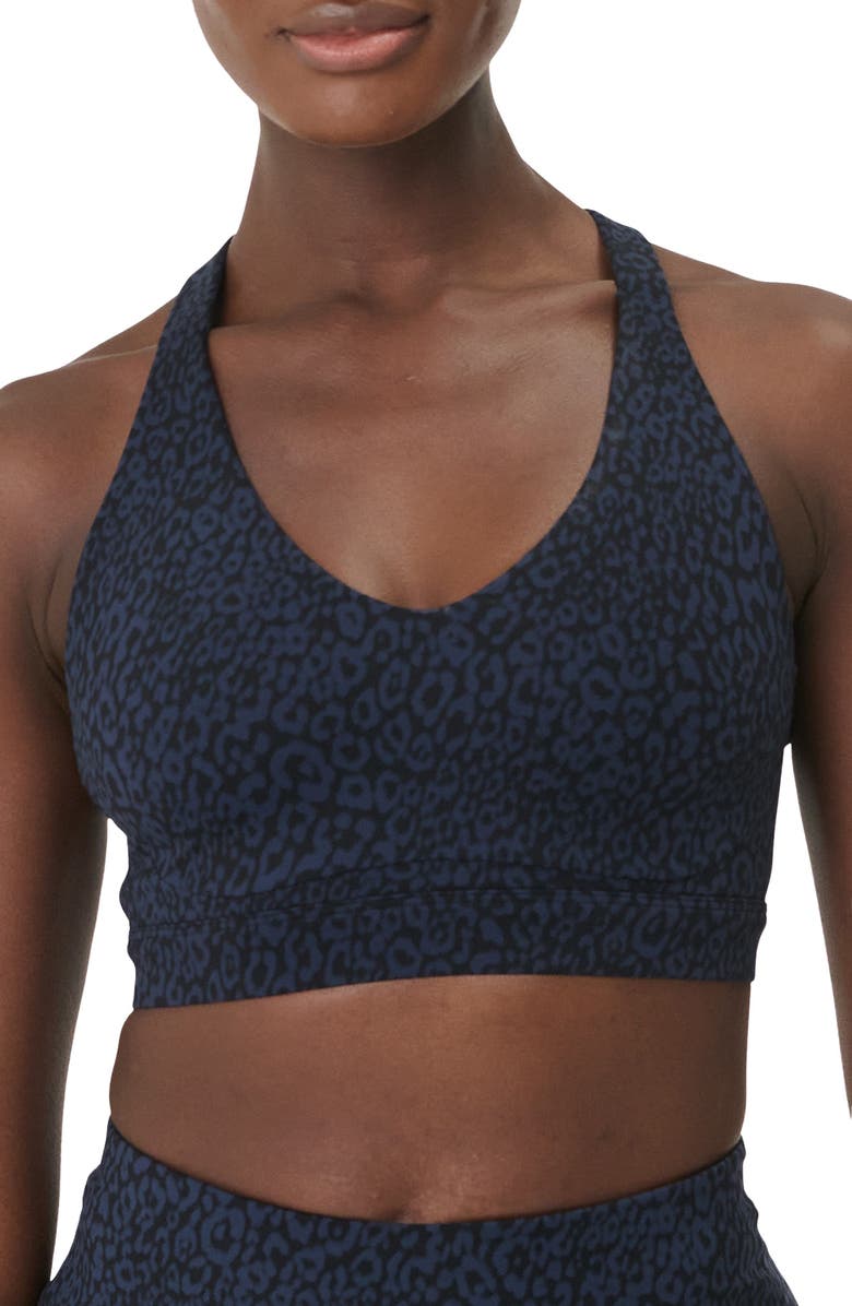 Sweaty Betty Power Pulse Sports Bra, Main, color, Blue Halftone Leopard Print