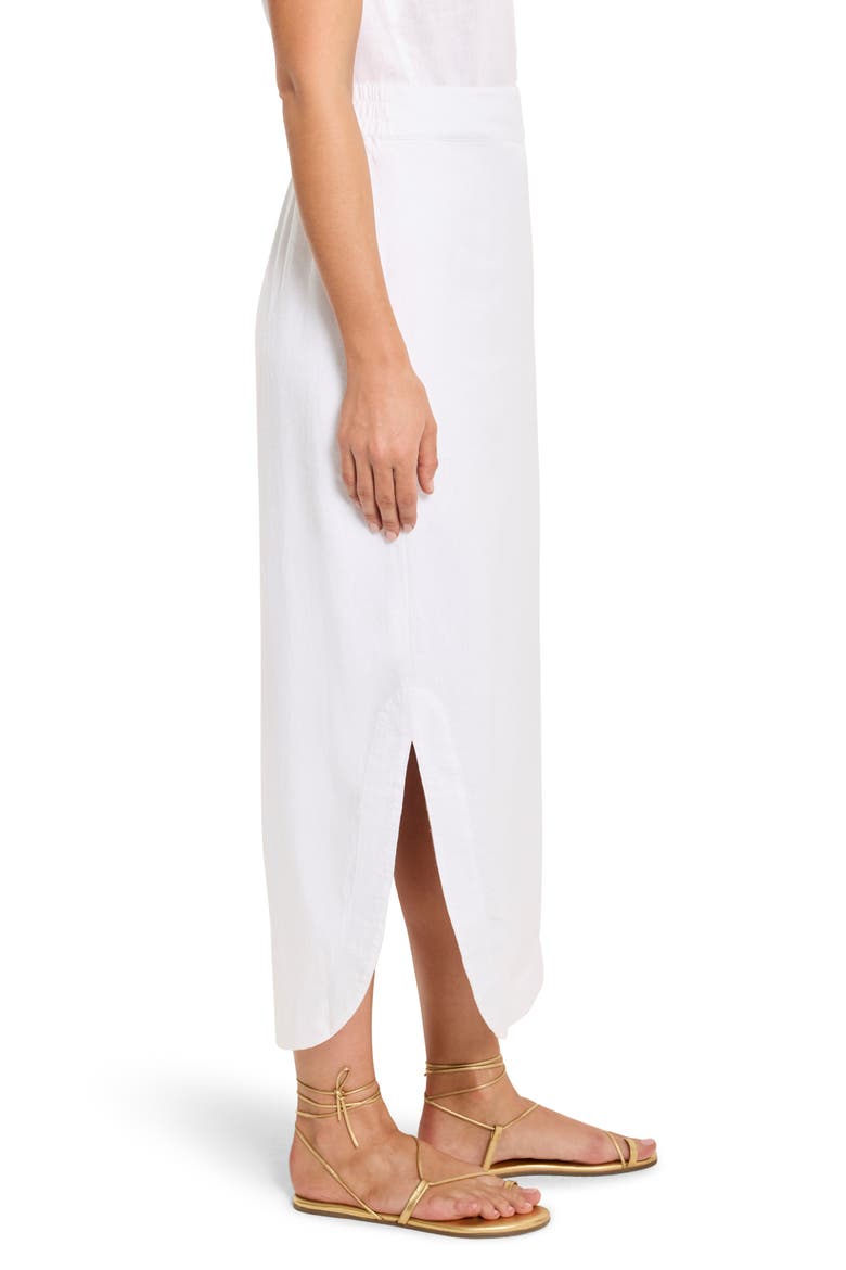 Rumba Linen Blend Curved Hem Skirt, Alternate, color, PAPER WHITE