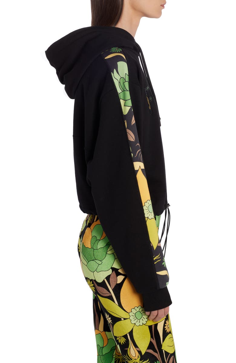 Fendi Floral Logo Crop Drawstring Hoodie, Alternate, color,