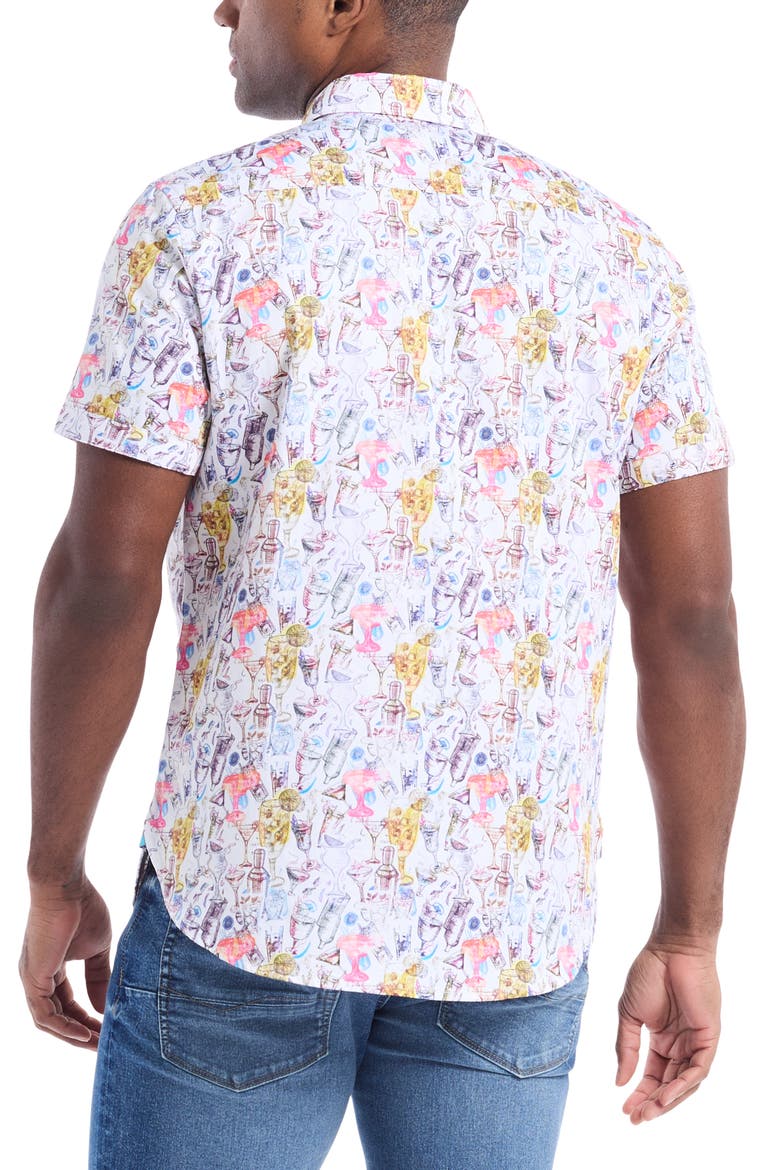 Short Sleeve Button Front Woven Shirt, Alternate, color, WHITE MULTI