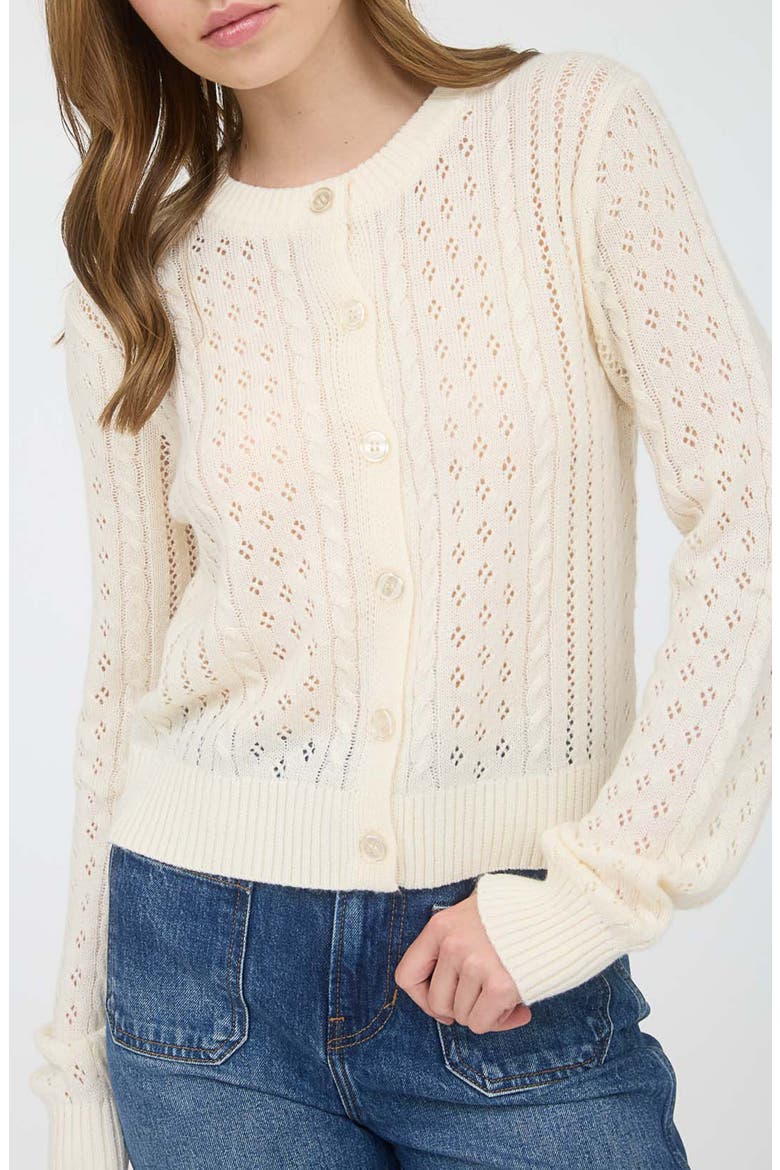 Pointelle Cardigan, Alternate, color, CREAM