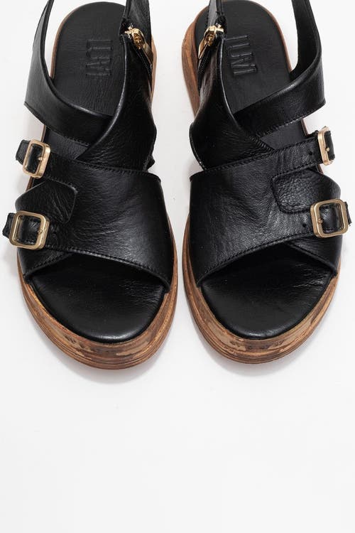 Forever & Always Shoes Levine Leather Buckled Side-zip Sandal In Black