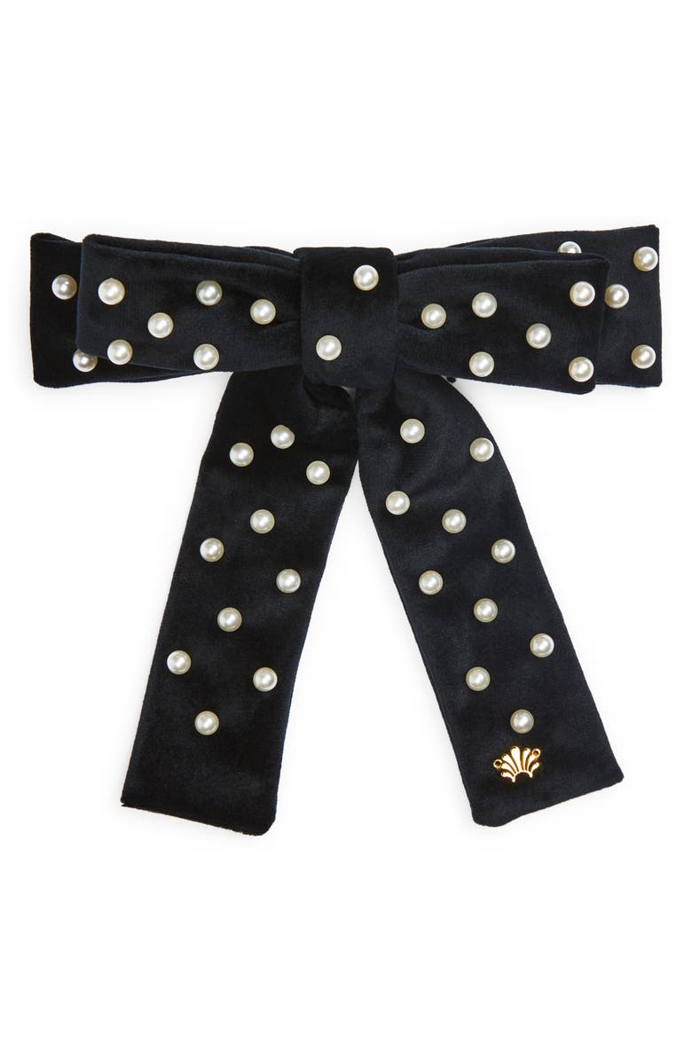 Lele Sadoughi Antoinette Faux Pearl Bow Hair Clip, Main, color,