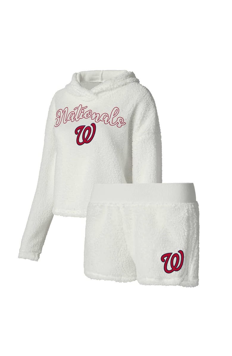 CONCEPTS SPORT Women's Concepts Sport Cream Washington Nationals Fluffy Hoodie Top & Shorts Sleep Set, Main, color, Cream
