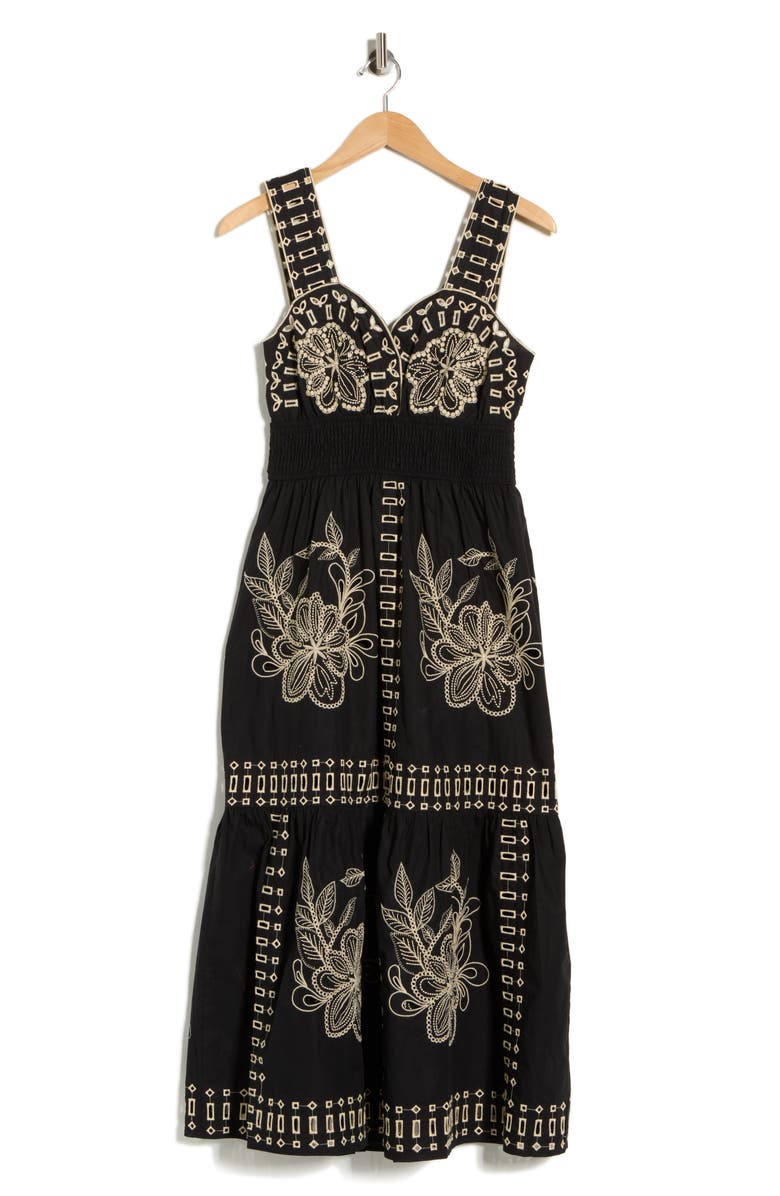 Rails Fawn Midi Dress, Main, color, Black Tan Embroidered