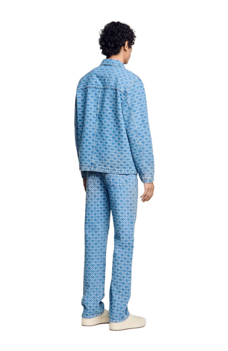 SANDRO Square cross denim jacket, Alternate, color, Blue Vintage - Denim