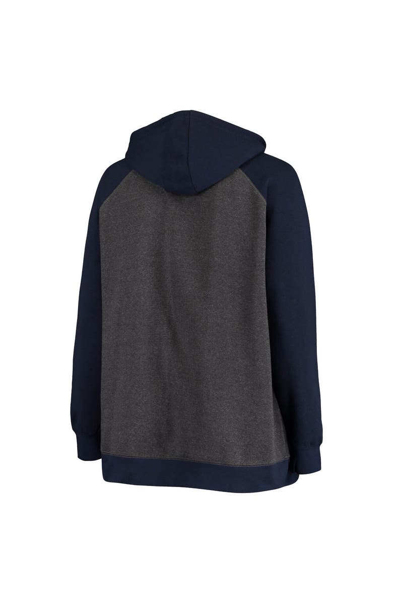 FANATICS Women's Fanatics Branded Charcoal/Navy Utah Jazz Plus Size Raglan Notch Neck Pullover Hoodie, Alternate, color,