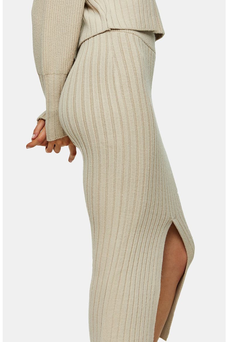 Center Split Rib Midi Skirt, Alternate, color, NUDE