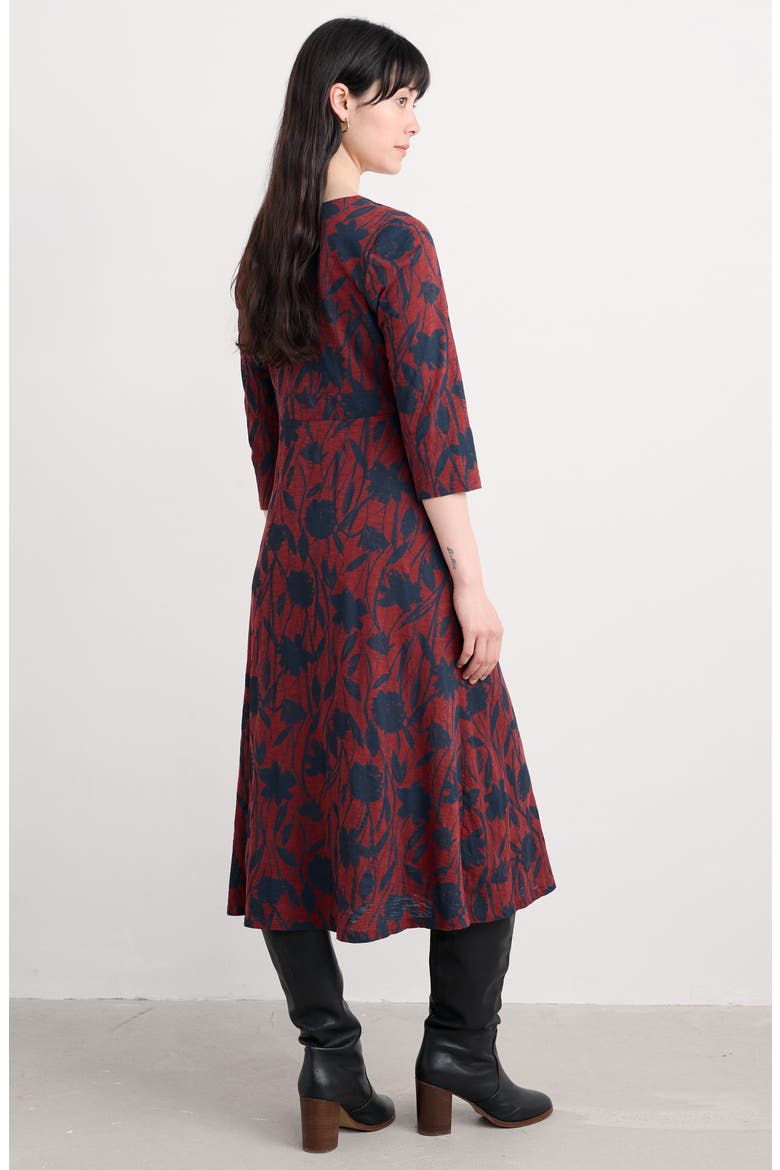 Chapelle Floral Organic Cotton Jersey Midi Dress, Alternate, color, WINDSWEPT FLORAL BURGUNDY