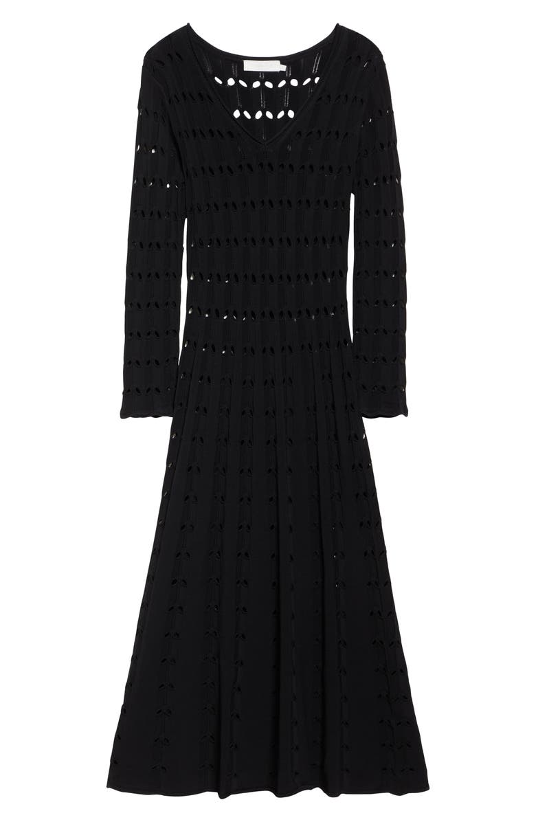 Zimmermann Rhiannon Pointelle Maxi Sweater Dress, Alternate, color, Black