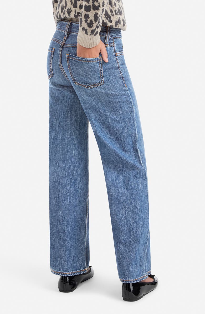 abercrombie kids Kids' Ripped High Waist Wide Leg Jeans, Alternate, color, Mgyanf Dus