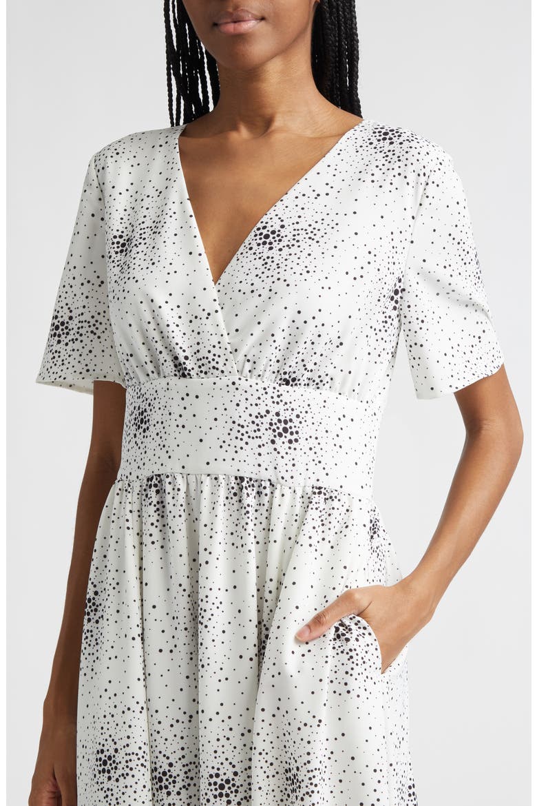 Dotted V-Neck Midi Dress, Alternate, color, POLKA DOT