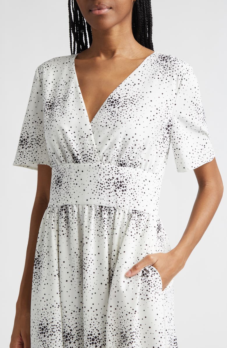 Emporio Armani Dotted V-Neck Midi Dress, Alternate, color, Polka Dot