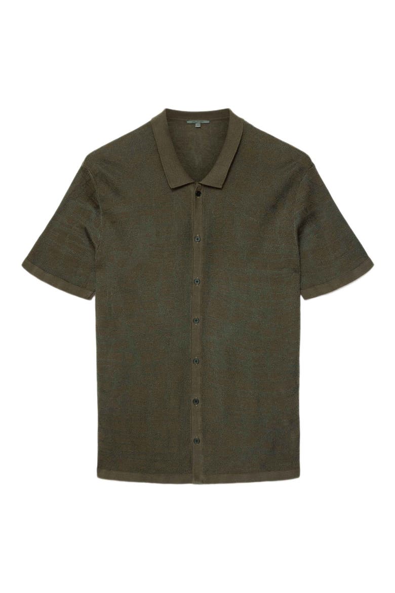 Cayden Jacquard Short Sleeve Full Button Cardigan, Alternate, color, TEAKWOOD