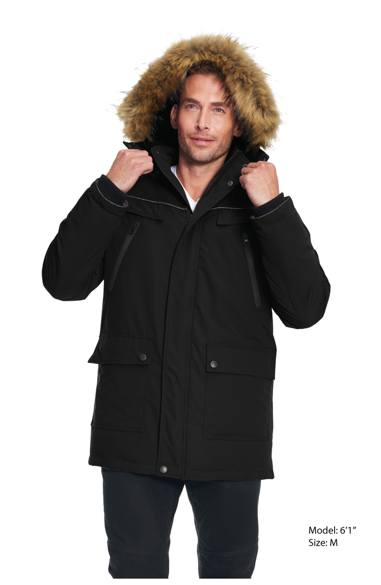Alpine North FRASER - Vegan Down Winter Parka with Removable Hood, Alternate, color, Black