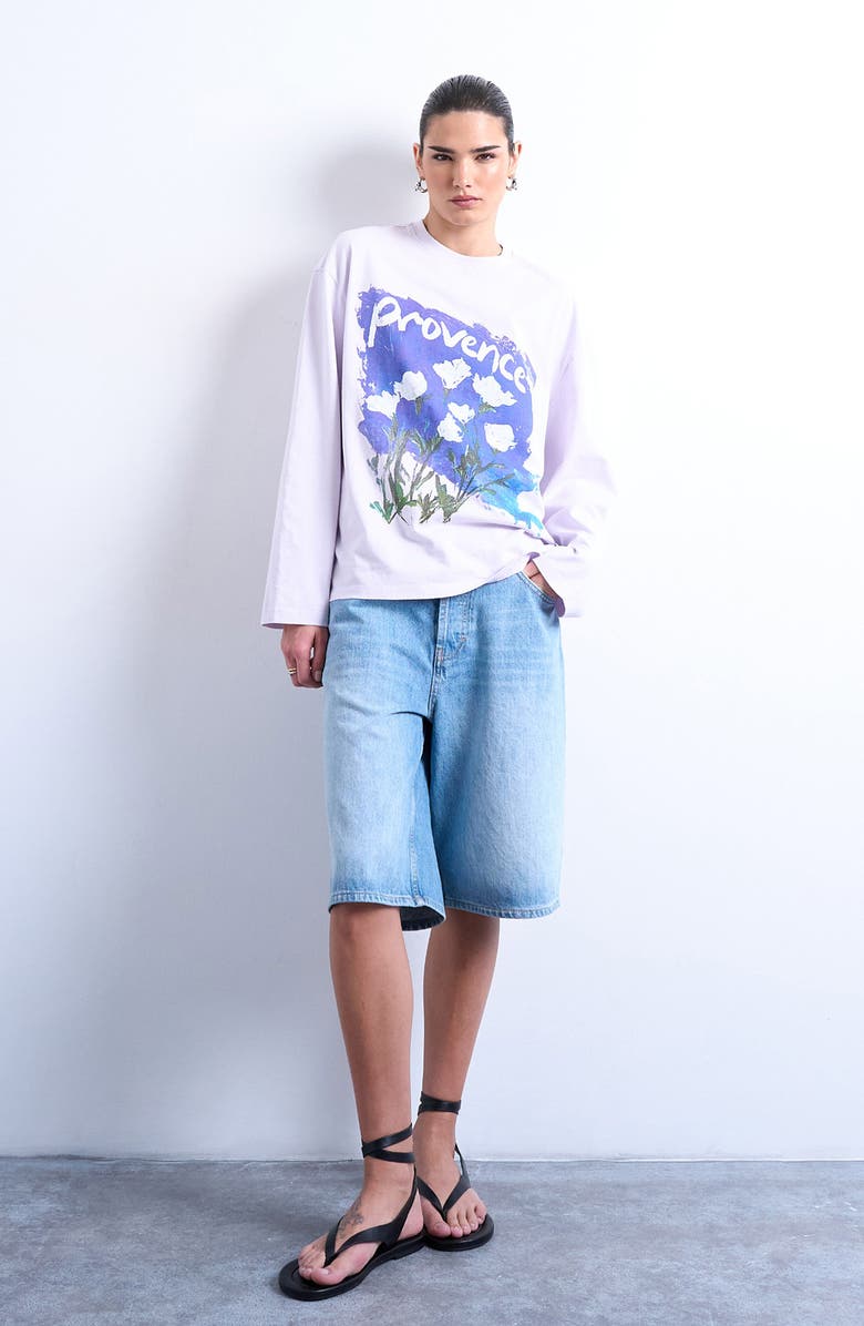 Topshop Provence Graphic Long Sleeve T-Shirt, Alternate, color, Lilac