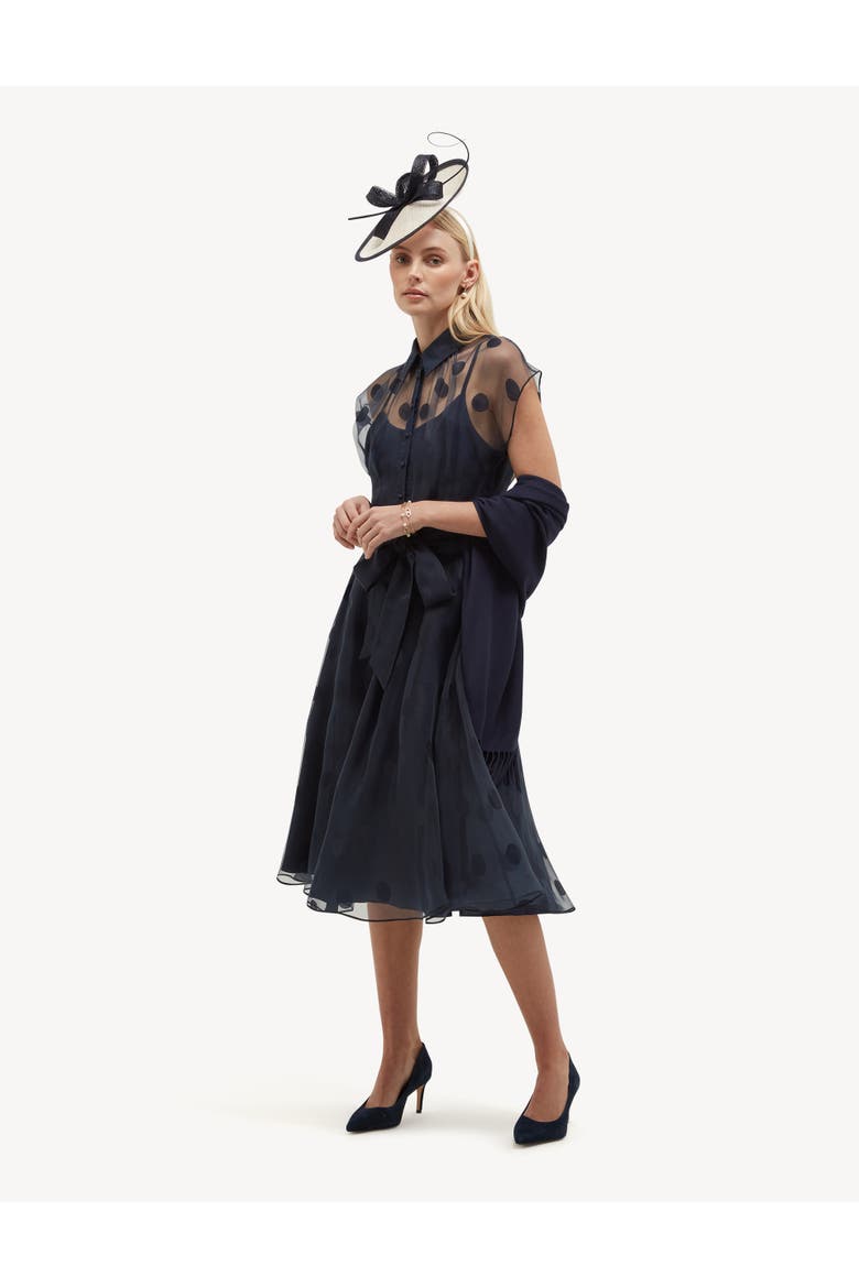 Tess Sheer Polka Dot Shirt Dress, Alternate, color, Midnightnavy