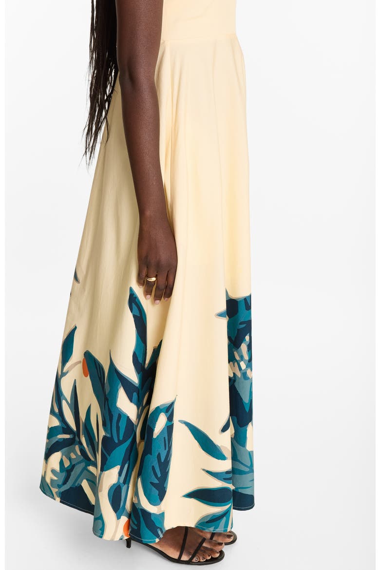 Printed Cotton Poplin Oria Strappy Midi Dress Zest Navy, Alternate, color, Zest Navy