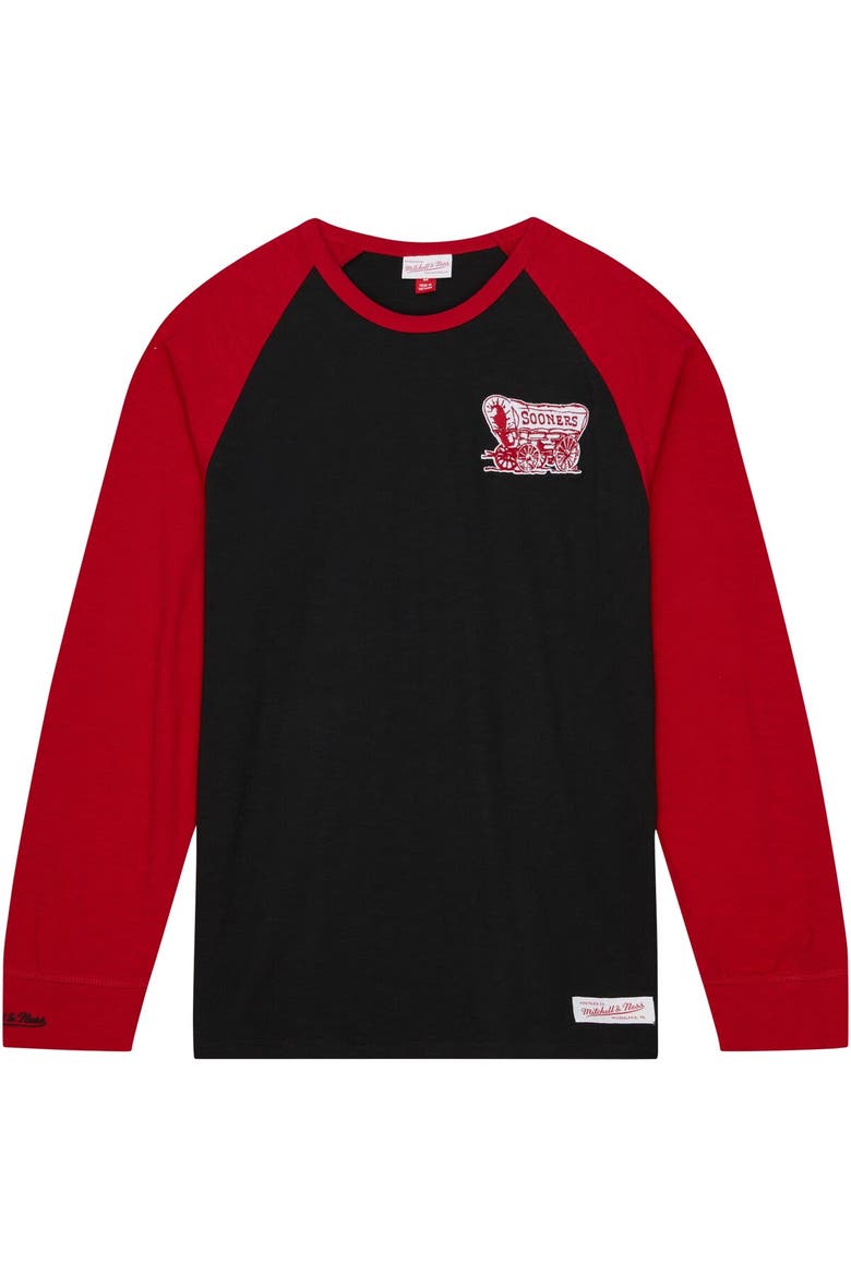 Men's Mitchell & Ness Black Oklahoma Sooners Legendary Slub Raglan Long Sleeve T-Shirt, Alternate, color, Black