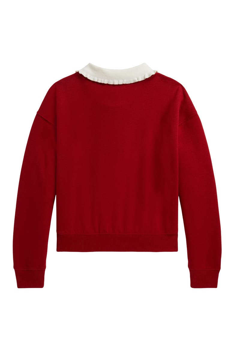 Kids' Floral Fleece Pullover, Alternate, color, RED