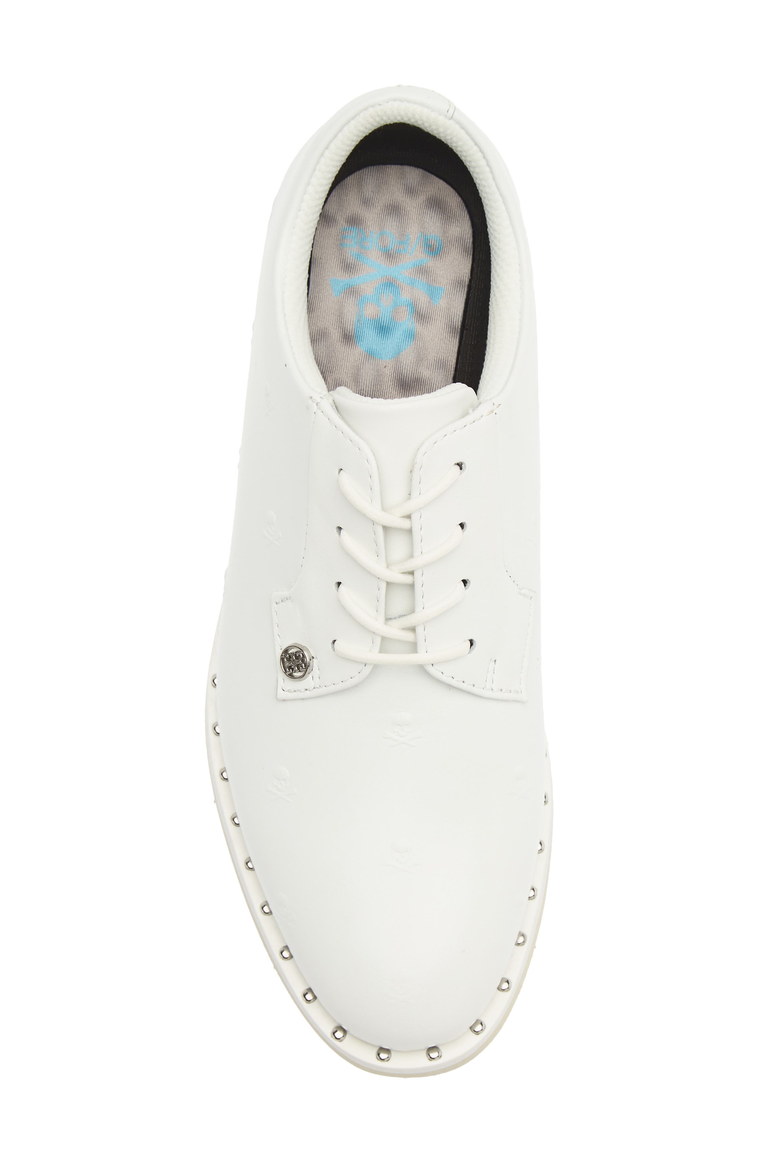 Gallivanter Studded Leather Golf Shoe, Alternate, color, SNOW/ STONE