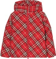 Burberry Check Hooded Puffer Coat
